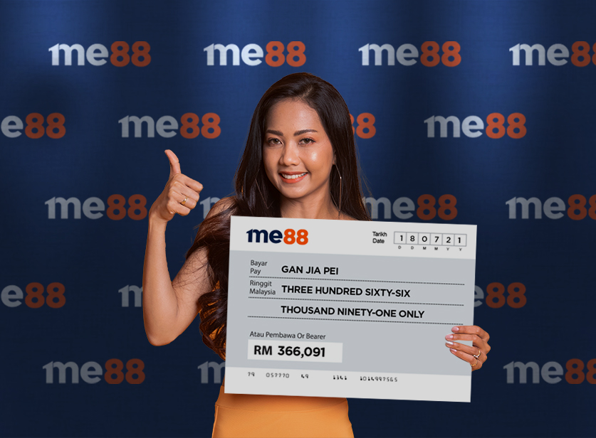 Gan Jia Pei: "I love me88! So grateful to be able to win RM366,091 from their slot games."